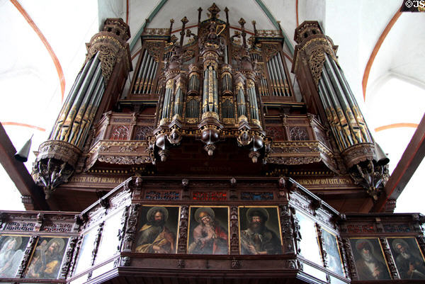 Organ at St Jacob's Church. Lübeck, Germany.