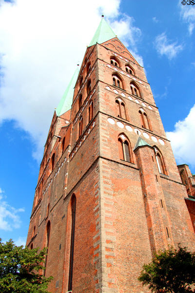 Entrance facade of St Mary's Church. Lübeck, Germany.