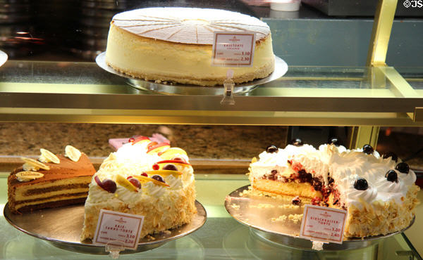 Marzipan cakes in I.G, Niederegger shop. Lübeck, Germany.