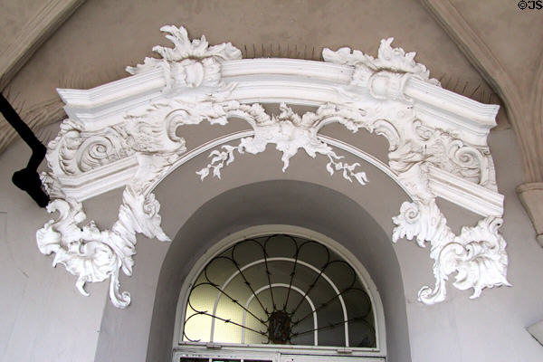 Baroque window trim in main building at Lübeck Rathaus. Lübeck, Germany.