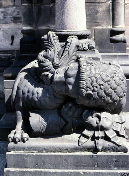 Carving on front of St Peter's Cathedral on market square. Bremen, Germany.