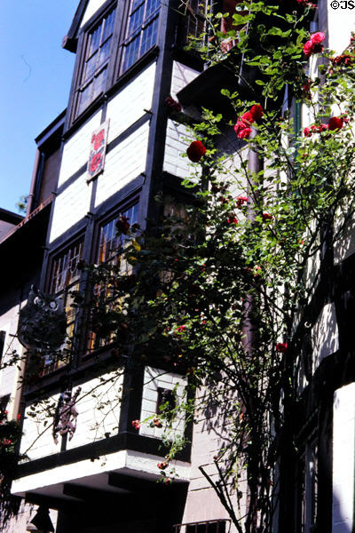 Oriel window in heritage Schnoor Quarter. Bremen, Germany.