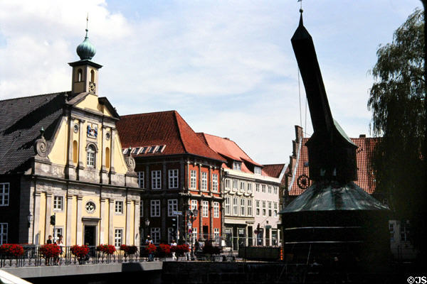 Altes Kaufhaus & old Crane. Lüneburg, Germany.