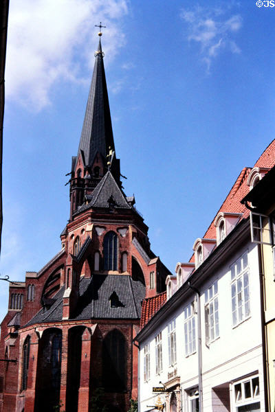 Brick Gothic church along Lünersstrasse. Lüneburg, Germany.