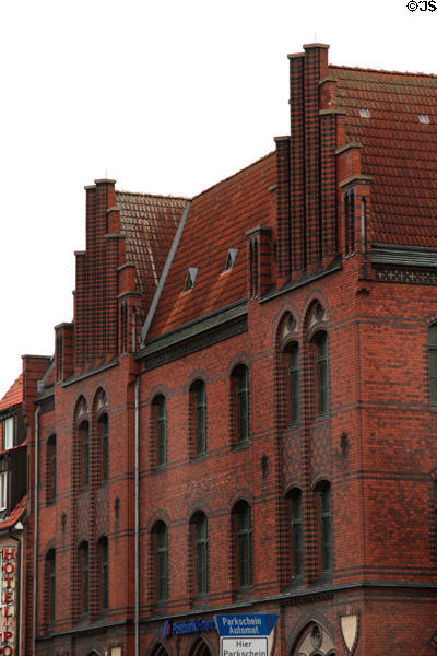 Heritage postal building on New Market square. Stralsund, Germany.