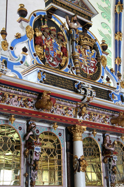 Front wall & screen over main altar at Gottorf Palace Chapel. Schleswig, Germany.