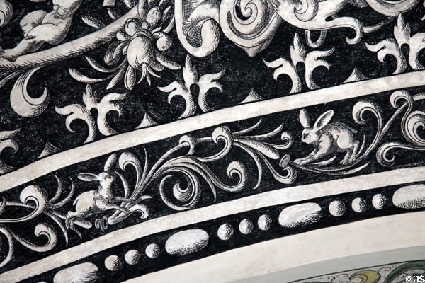 Stag Hall ceiling details at Gottorf Palace. Schleswig, Germany.