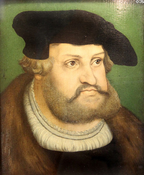 Elector Friedrichs the Wise of Saxony portrait (1525) by Lucas Cranach the Elder at Schleswig Holstein State Museum. Schleswig, Germany.