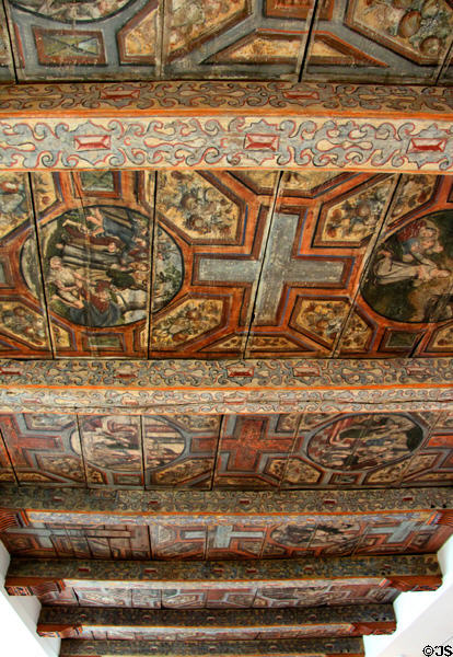 Renaissance era painted ceiling at Gottorf Palace. Schleswig, Germany.