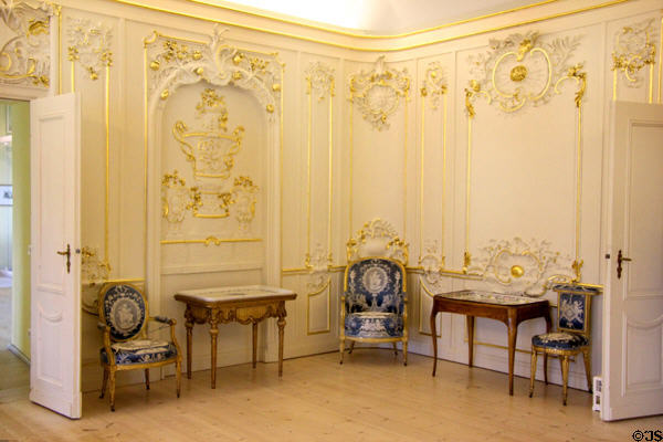 Late Baroque wall paneling (1750) by Christoph Biss from Plön Castle at Schleswig Holstein State Museum. Schleswig, Germany.