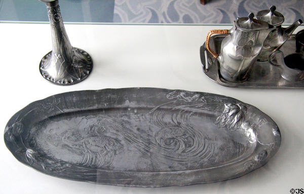 Tin Jugendstil fishplate (c1900) by Engelbert Kayser of Krefeld at Schleswig Holstein State Museum. Schleswig, Germany.