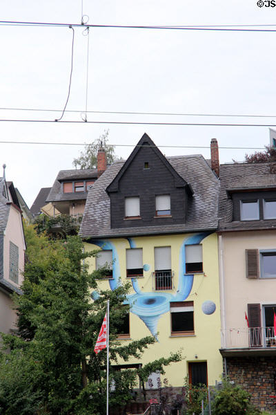 Mural painted on house facade. Oberwesel, Germany.