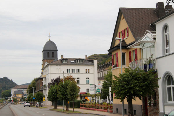 Main street along Rhine River. St. Goarshausen, Germany.