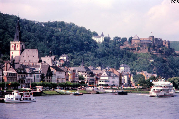 Rheinfels Castle (1245) above Rhine River village of St. Goar. St. Goar, Germany.