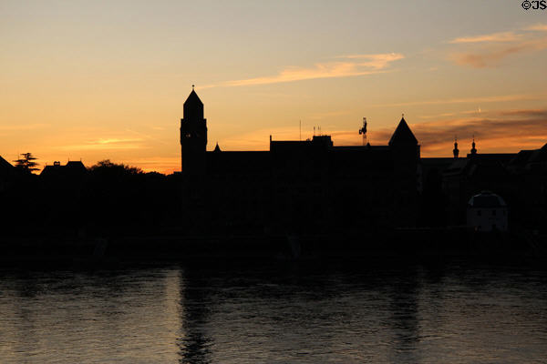 Koblenz view at twilight across Rhine River. Koblenz, Germany.