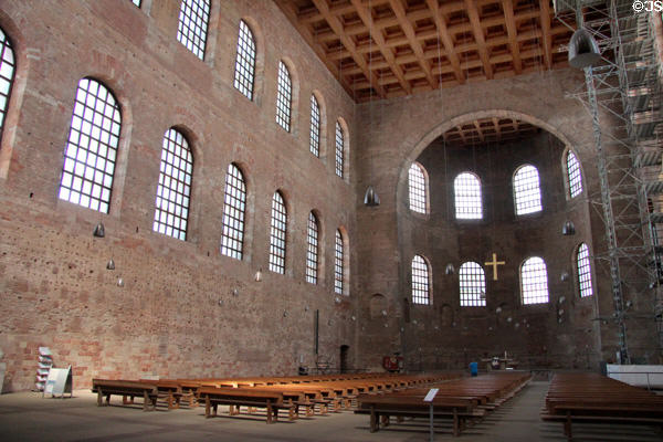 Vast interior of Constantine Basilica where the Emperor greeted his subjects. Trier, Germany.