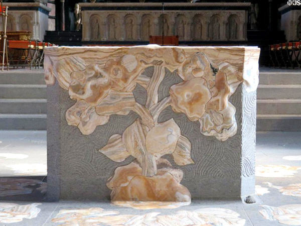 Modern altar table at Trier Cathedral. Trier, Germany.