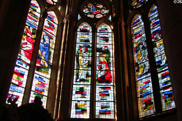Modern stained glass windows, installed after WWII, at Liebfrauenkirche. Trier, Germany.