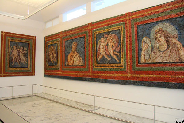 Part of set of 15 fresco sections (4thC) found in the ruins of a Roman palace, possibly that of St Helena, under Trier Cathedral & painstakingly reassembled at Cathedral Museum. Trier, Germany.