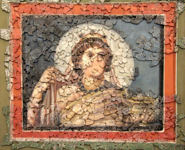 8. Roman ceiling fresco (4thC) section depicting woman with halo & golden calyx at Cathedral Museum. Trier, Germany.