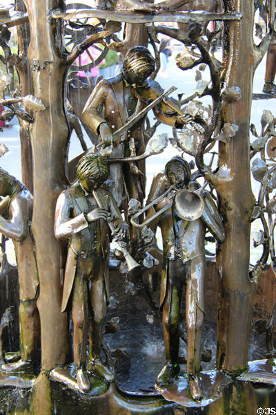 Craftsmen's Fountain detail depicting musicians playing their instruments. Trier, Germany.