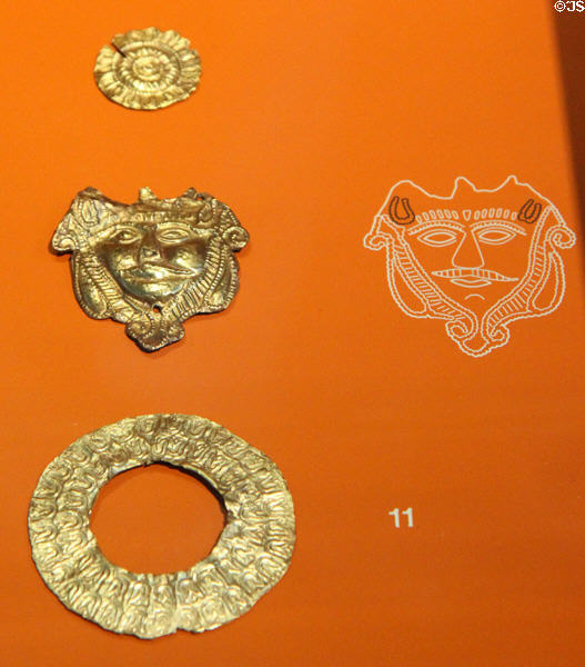 Gold decorative plaques (4thC BCE) once on a drinking horn at Trier Archaeological Museum. Trier, Germany.