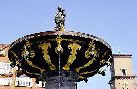 Fountain near Town Hall Square, Kobenhavn. Denmark.