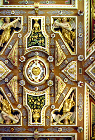 Musical angels on the Great Hall ceiling in Frederiksborg Slot (Castle), Hillerød. Denmark.