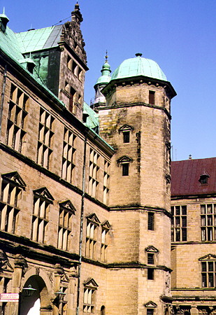 Inner courtyard of Kronborg Castle in Helsingør. Denmark.