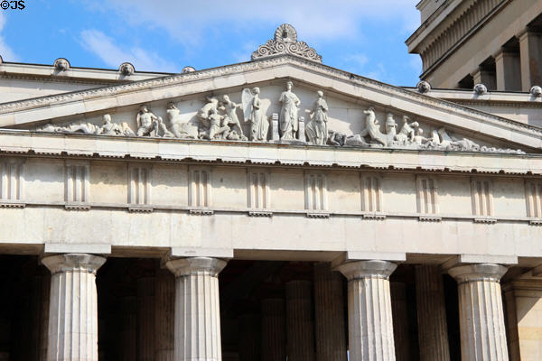 Pediment frieze of Propylaea (aka Konigsplatz Gate). Munich, Germany.