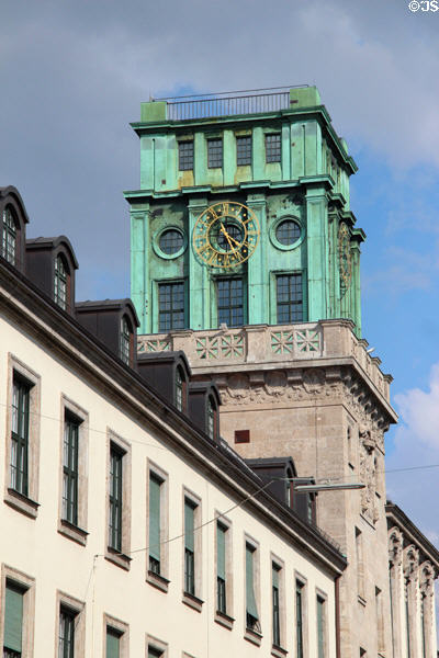 Clock tower at Technische Universität München. Munich, Germany.