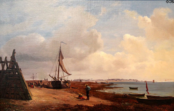 Elbe River Scene Near Blankenese painting (c1837) by Louis Gurlitt at Lenbachhaus. Munich, Germany.