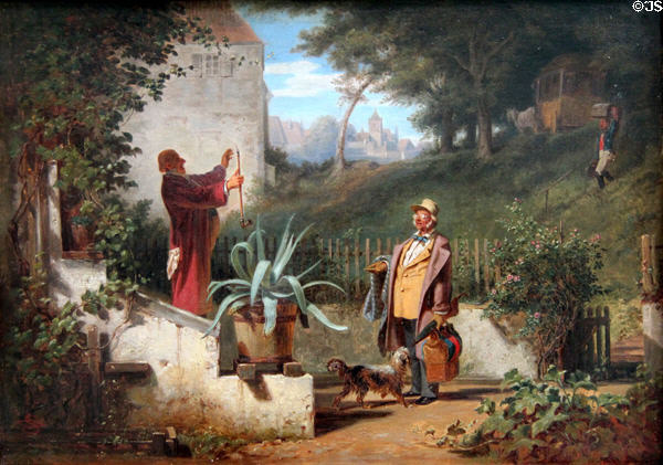 Childhood Friends painting (1855 or 62) by Carl Spitzweg at Lenbachhaus. Munich, Germany.