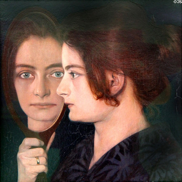 Portrait of the Artist's Wife (1901) by Oskar Zwintscher at Lenbachhaus. Munich, Germany.