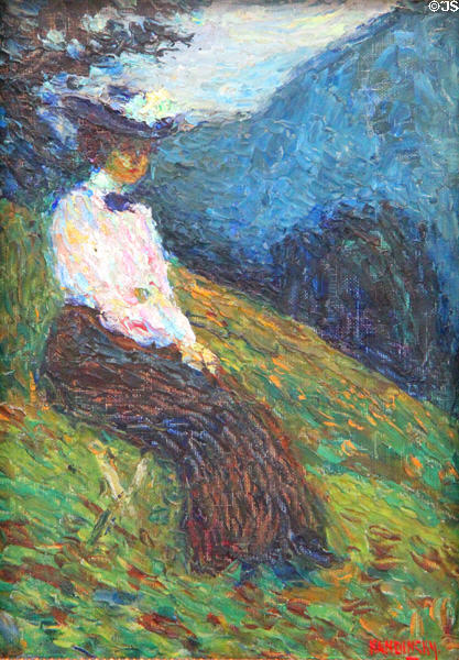 Kochel - Gabriele Münter painting (1902) by Wassily Kandinsky at Lenbachhaus. Munich, Germany.