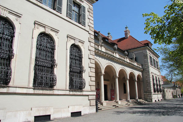 Arcaded facade at Bavarian National Museum. Munich, Germany.