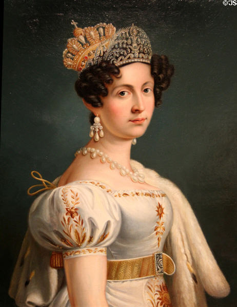 Portrait of Queen Therese, Consort of Ludwig I (1833) by Pino Bauer after Joseph Stieler at Bavarian National Museum. Munich, Germany.