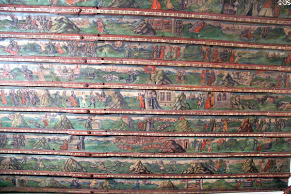 Ceiling painting details of portraits from weavers guild house of Augsburg (1457 & 1538 & 1601) at Bavarian National Museum. Munich, Germany.