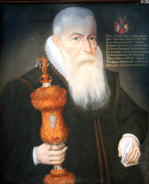 Portrait of Augsburg Goldsmith & Burgermeister David Zorer (c1602) at Bavarian National Museum. Munich, Germany.