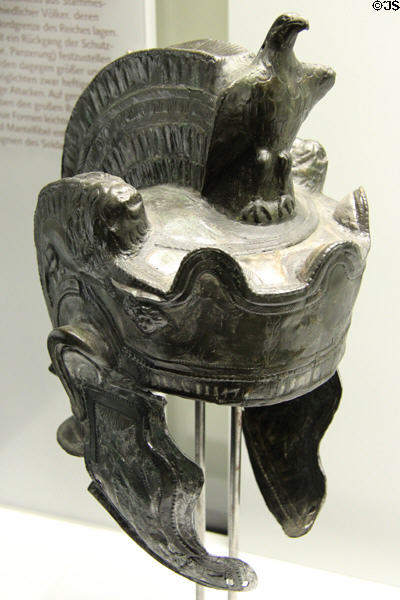 Roman cavalry helmet (early 3rdC) at Bavarian State Archaeological Collection. Munich, Germany.