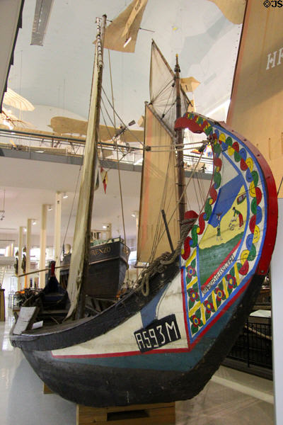 Moliceiro boat (1940) from Aveiro, Portugal at Deutsches Museum. Munich, Germany.