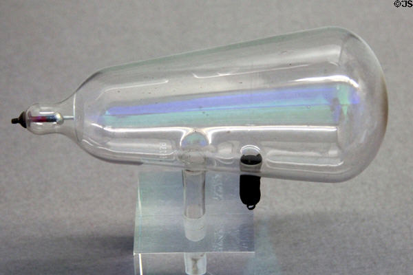 Hittorf-Crookes cathode ray tube in shape of a pear, as used to generate X-ray beams in 1895 at Deutsches Museum. Munich, Germany.