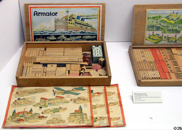 Wooden building blocks & printed designs (early 20thC) at Deutsches Museum. Munich, Germany.
