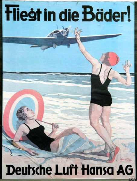 Deutsche Lufthansa poster (c1930s) at Deutsches Museum. Munich, Germany.