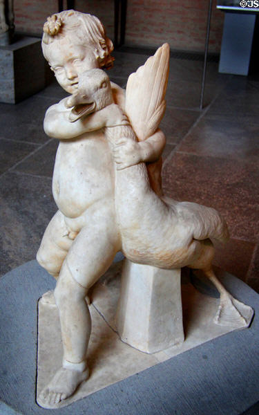 Boy with Goose statue (c220 BCE) Roman copy of Greek bronze original at Glyptothek. Munich, Germany.