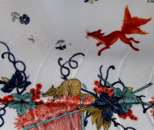 Details of Meissen red squirrel pattern (c1740). Munich, Germany.