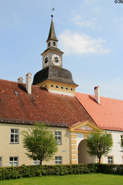 Clock tower at Old Schleißheim Palace. Munich, Germany.