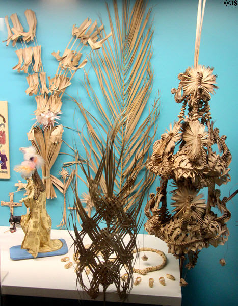 Palm Sunday folded palm fronds at folk art Collection Gertrud Weinhold. Munich, Germany.