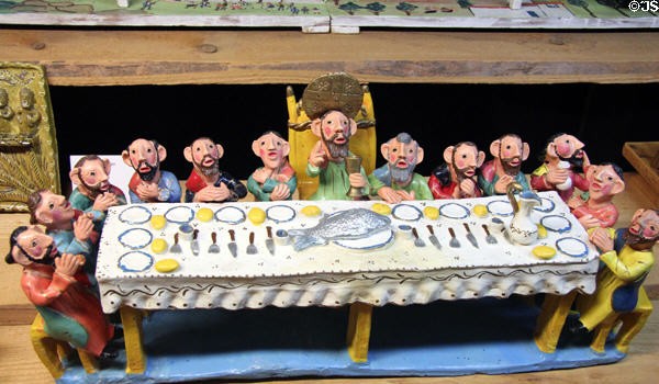 Last Supper scene (c1970) by Domingos Goncalve Lima (aka Mistério) from Portugal at folk art Collection Gertrud Weinhold. Munich, Germany.