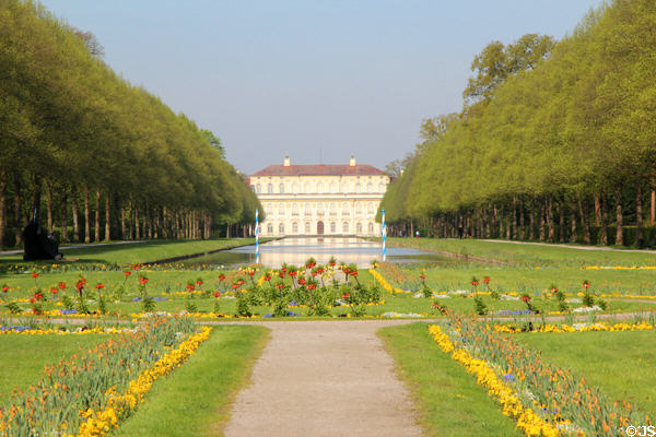 Central canal leading to New Schleißheim Palace. Munich, Germany.
